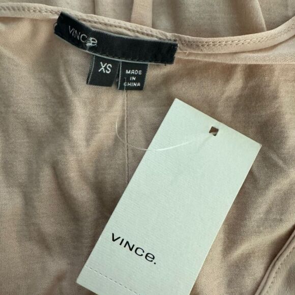 Vince Scoop Neck Mixed Media Tank Top Women’s XS Beige Silk Viscose NWT - Picture 4 of 4